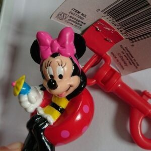 New vintage Minnie mouse sit on float keychain with clip